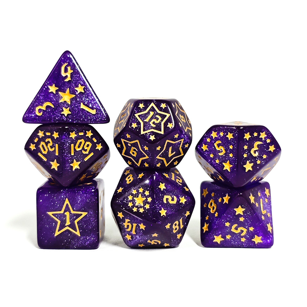 Dice Set Polyhedral - مجموعة نرد متعددة الأوجه بتصميم المجرة،