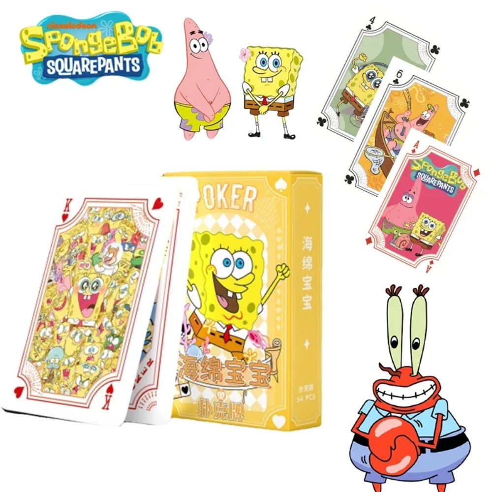 Card Game Deck - 54 ورقة/صندوق بطاقات بوكر سبونج بوب