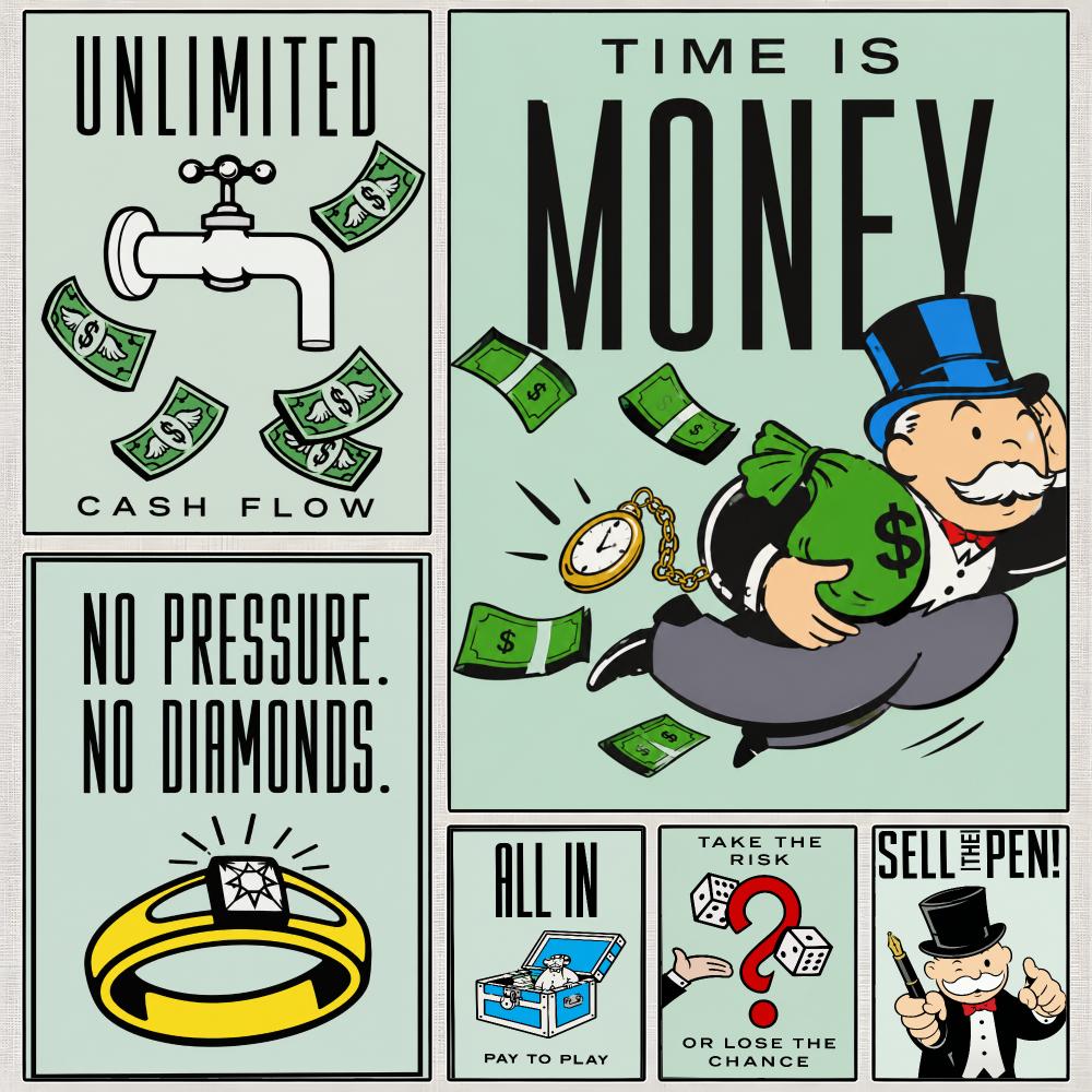Hasbro Game Monopoly - لوحة جدارية كلاسيكية للعبة مونوبولي من
