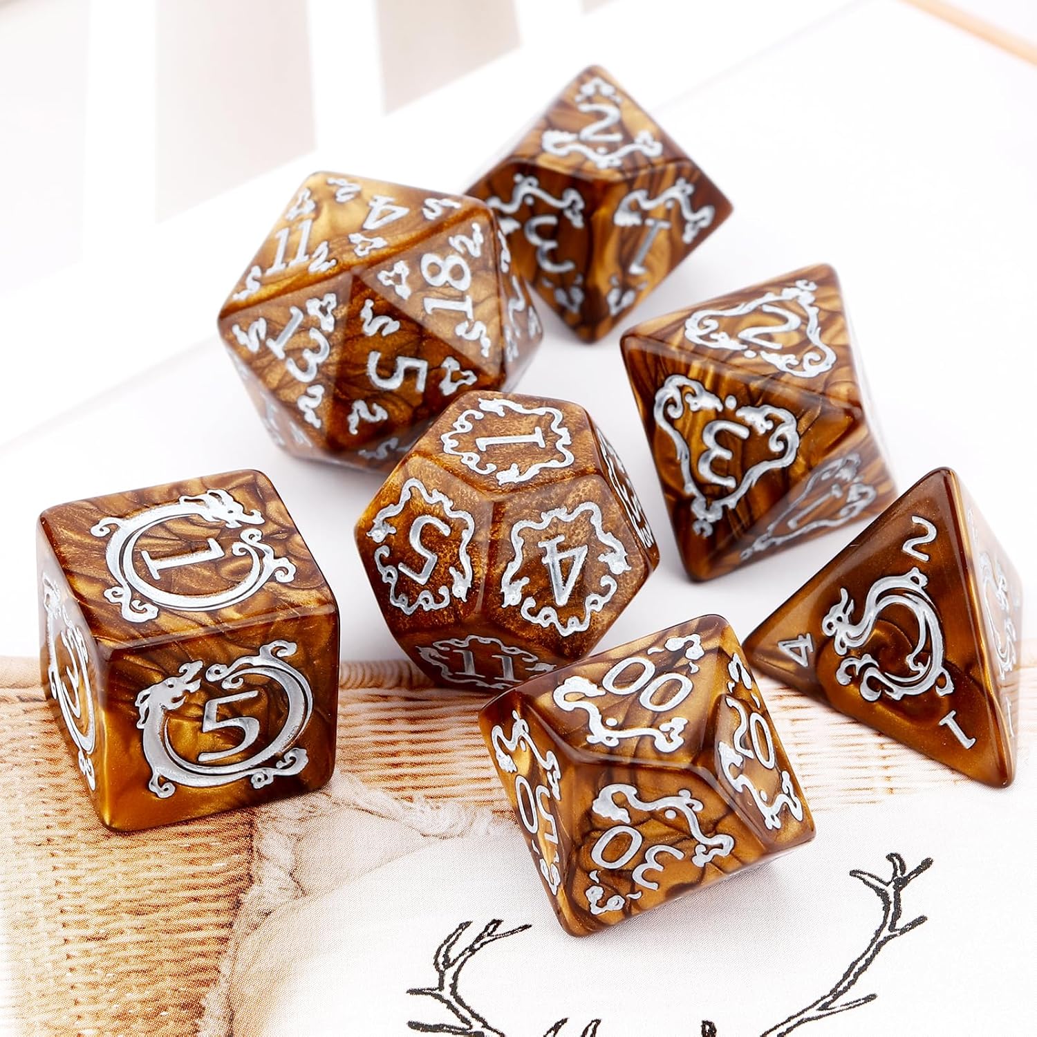 Dice Set Polyhedral - مجموعة من 7 قطع من مكعبات