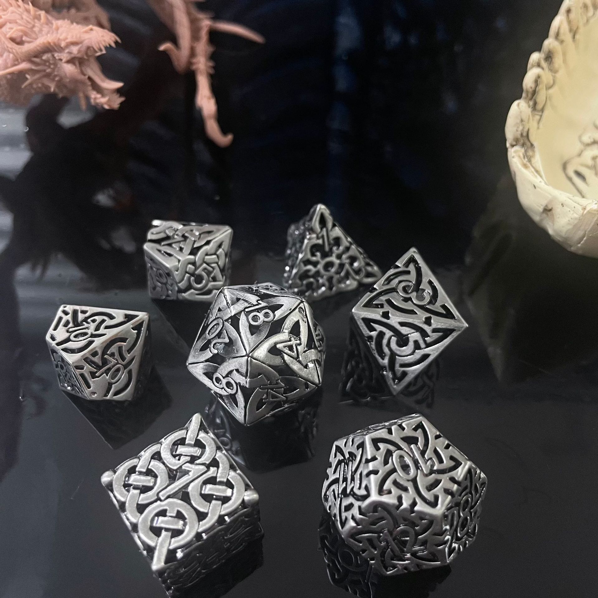 7 قطعة تأثيري D4-D20 DND النحا - مراجعة Dice Set Polyhedral وسعره