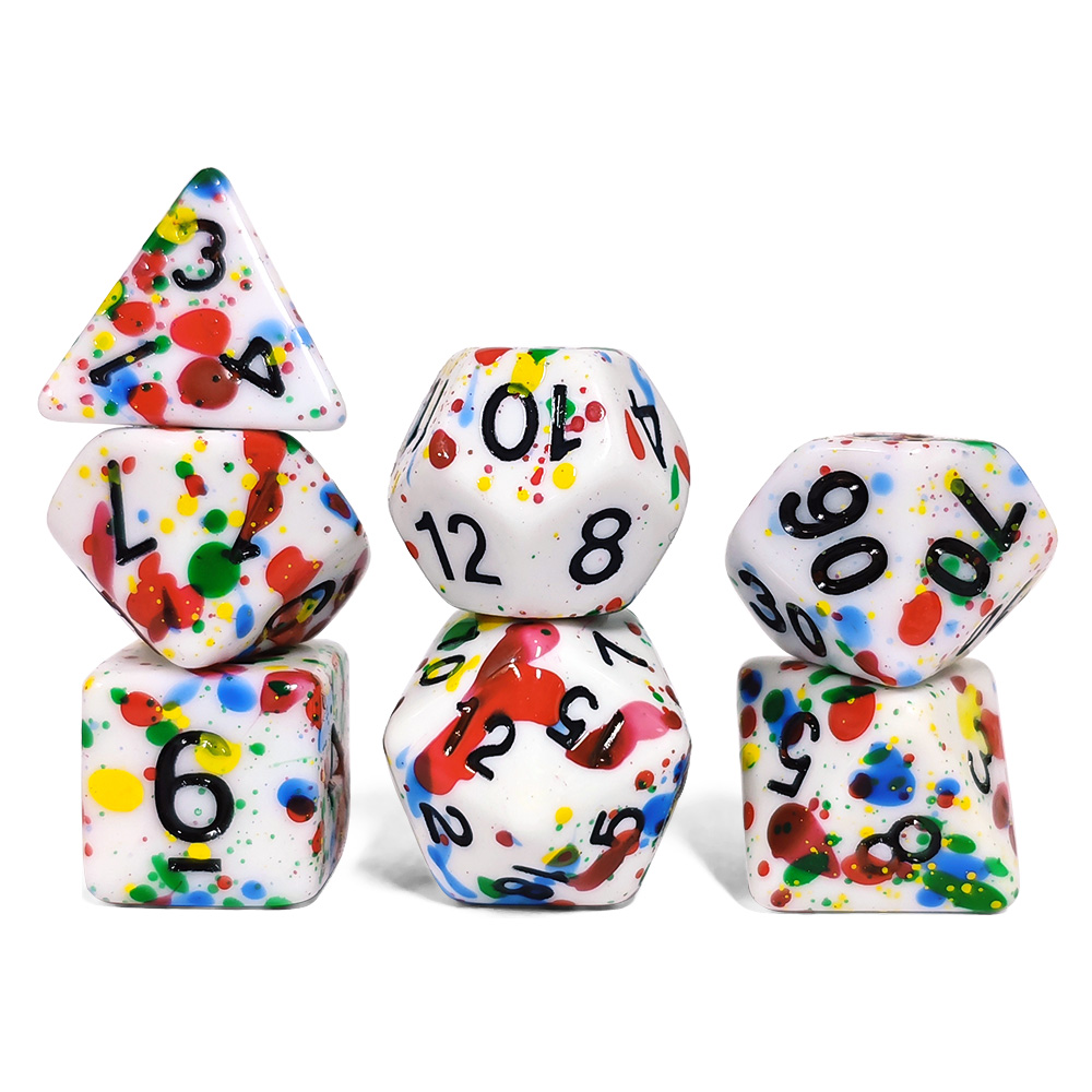 مجموعة نرد بتصميم رذاذ الطلاء  - مراجعة Dice Set Polyhedral وسعره