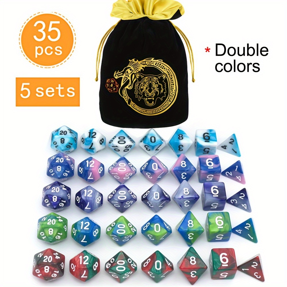 مجموعة من 5 مجموعات (35 قطعة)  - مراجعة Dice Set Polyhedral وسعره