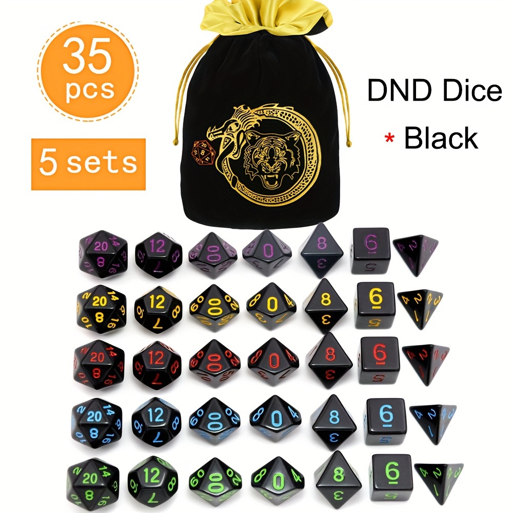 مجموعة من 5 مجموعات (35 قطعة)  - مراجعة Dice Set Polyhedral وسعره
